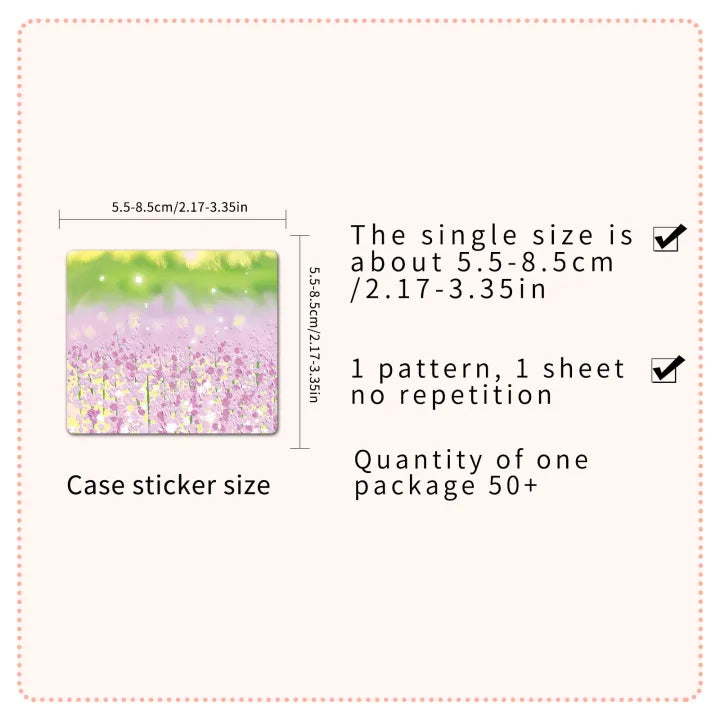 50-Piece Waterproof Watercolor Flower & Landscape Sticker Set
