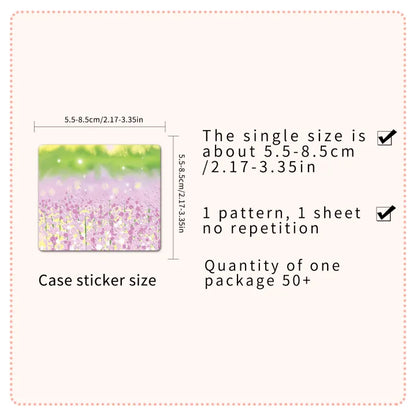 50-Piece Waterproof Watercolor Flower & Landscape Sticker Set