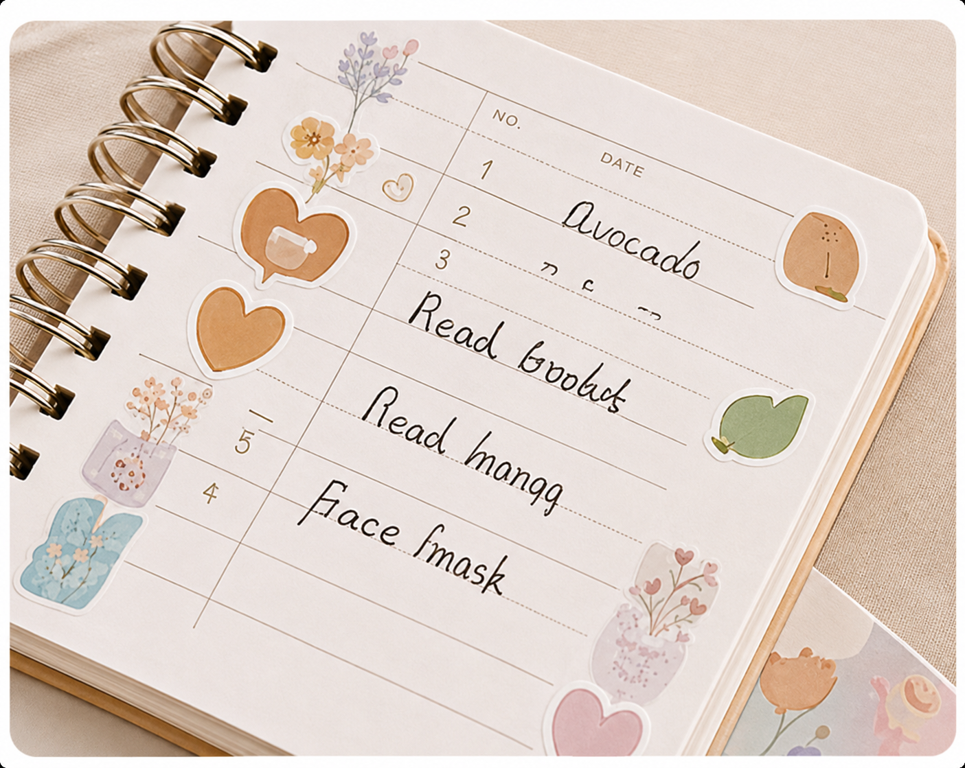 Journal pages with rounded corners