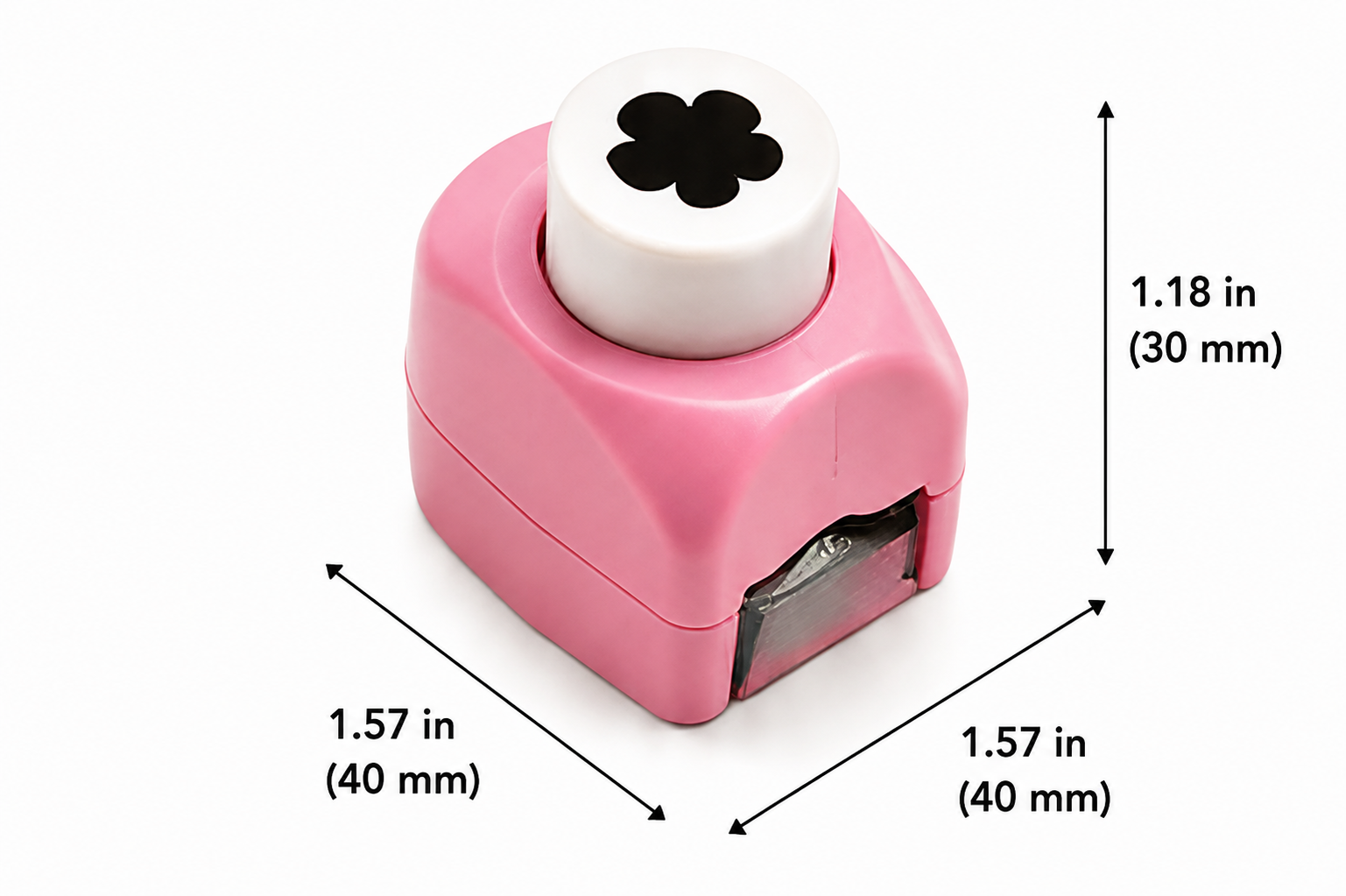 Mini shape punch shown with its measurements