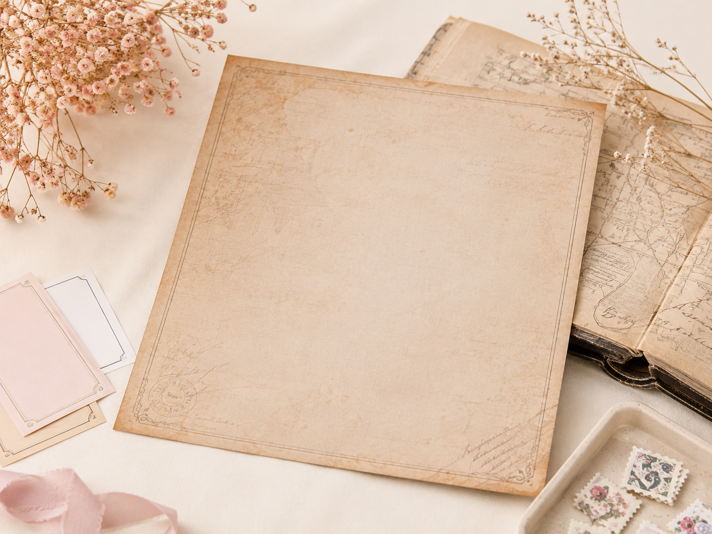 Plain vintage book page before punching