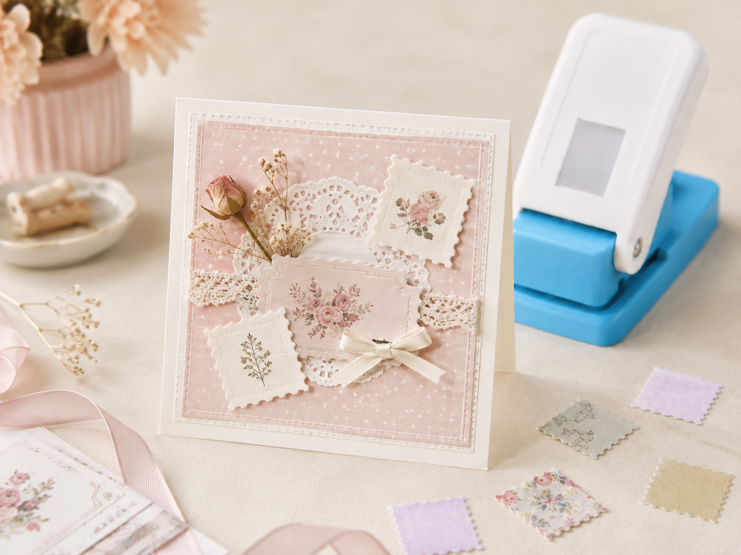 Handmade greeting card with punched detail